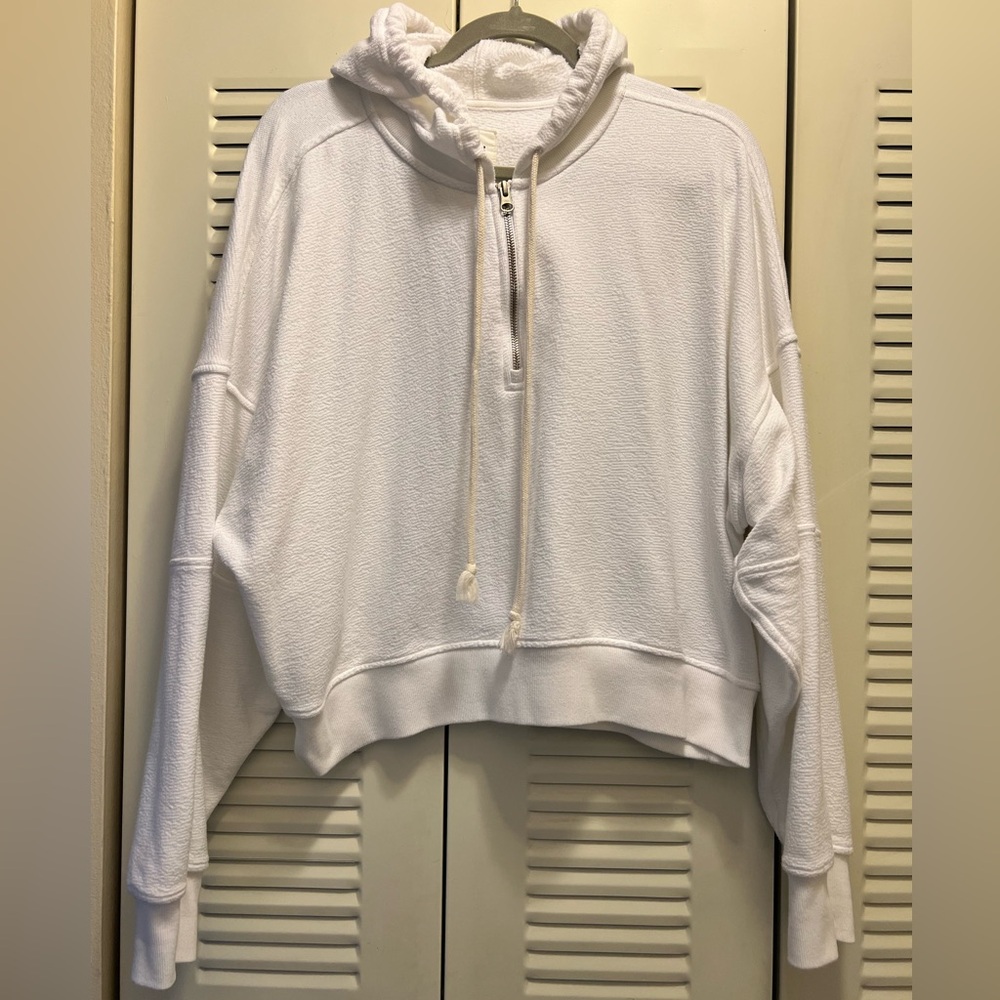 Aerie Quarterzip White Hoodie Sweatshirt